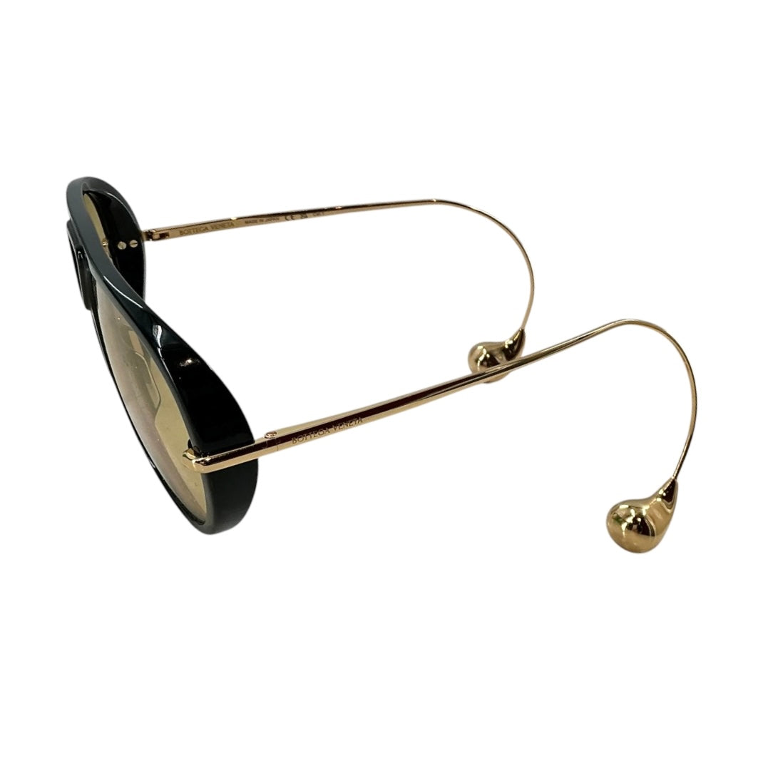Bottega Veneta Black & Gold Drop Aviator Sunglasses