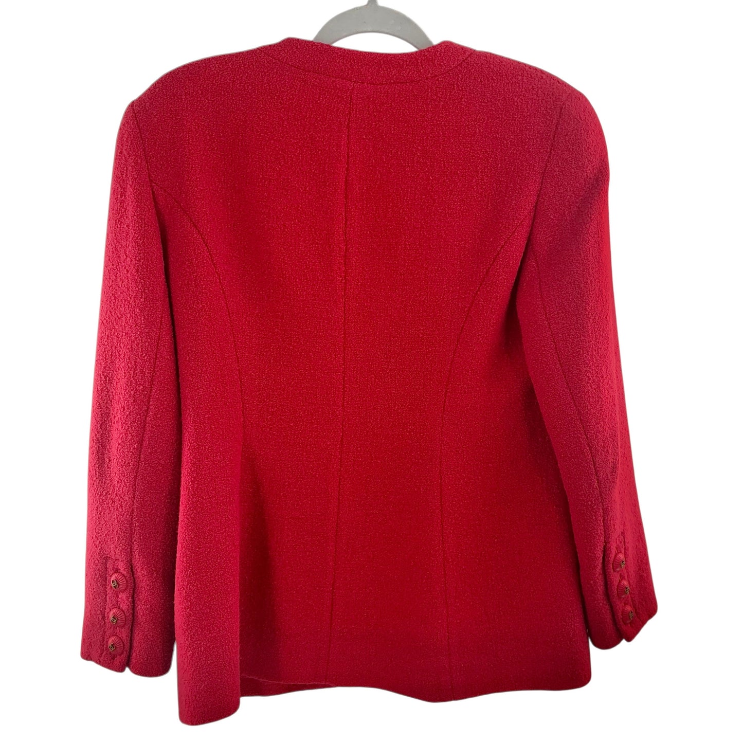 Chanel Boutique Vintage Vibrant Rose Tweed Bouclé V-Neck Jacket