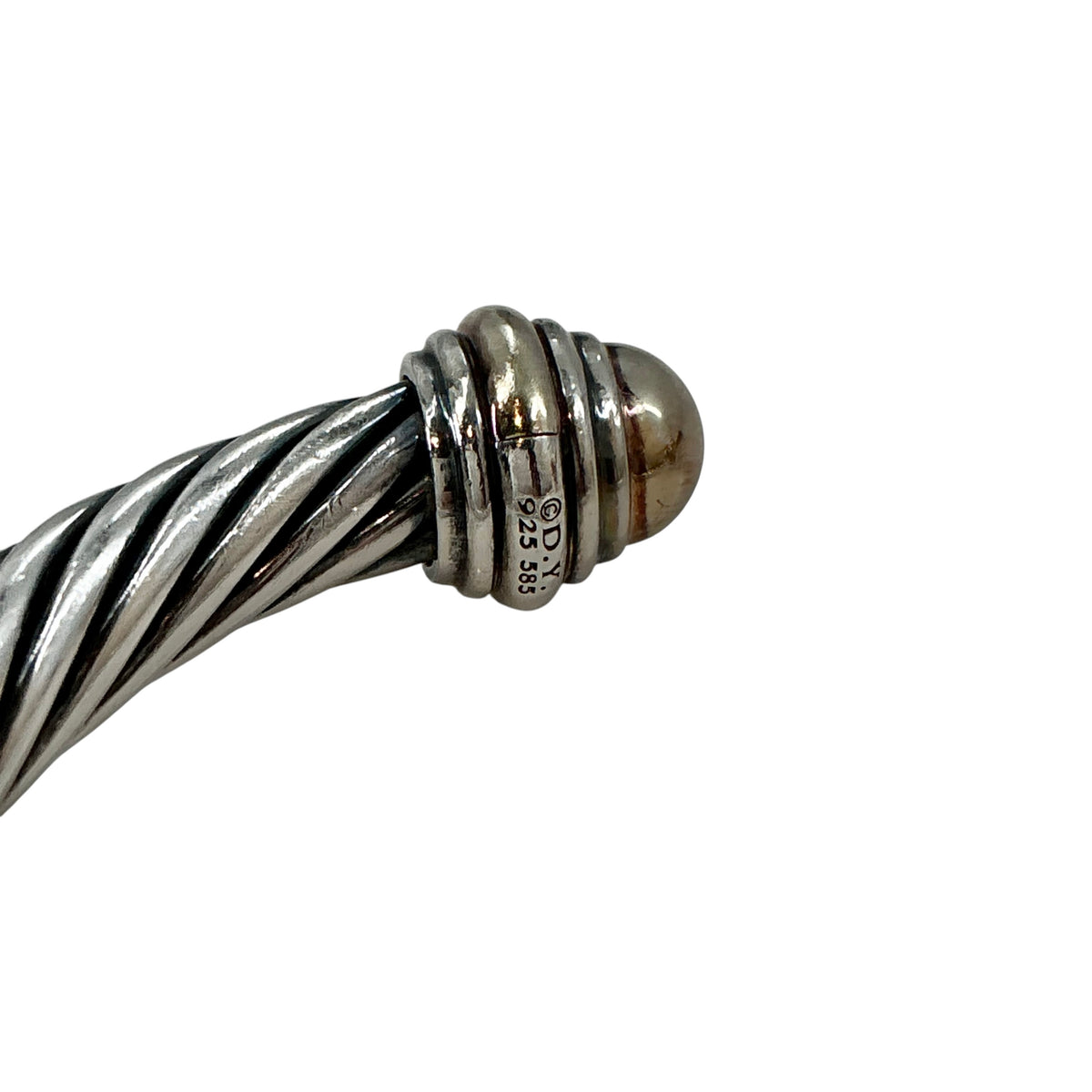David Yurman Two-Tone Cable Classic Cuff Bracelet – 7mm Sterling Silver & 14K Gold