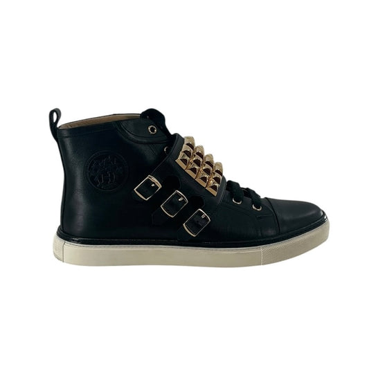Hermès Lennox Studded Black Leather High Top Sneakers