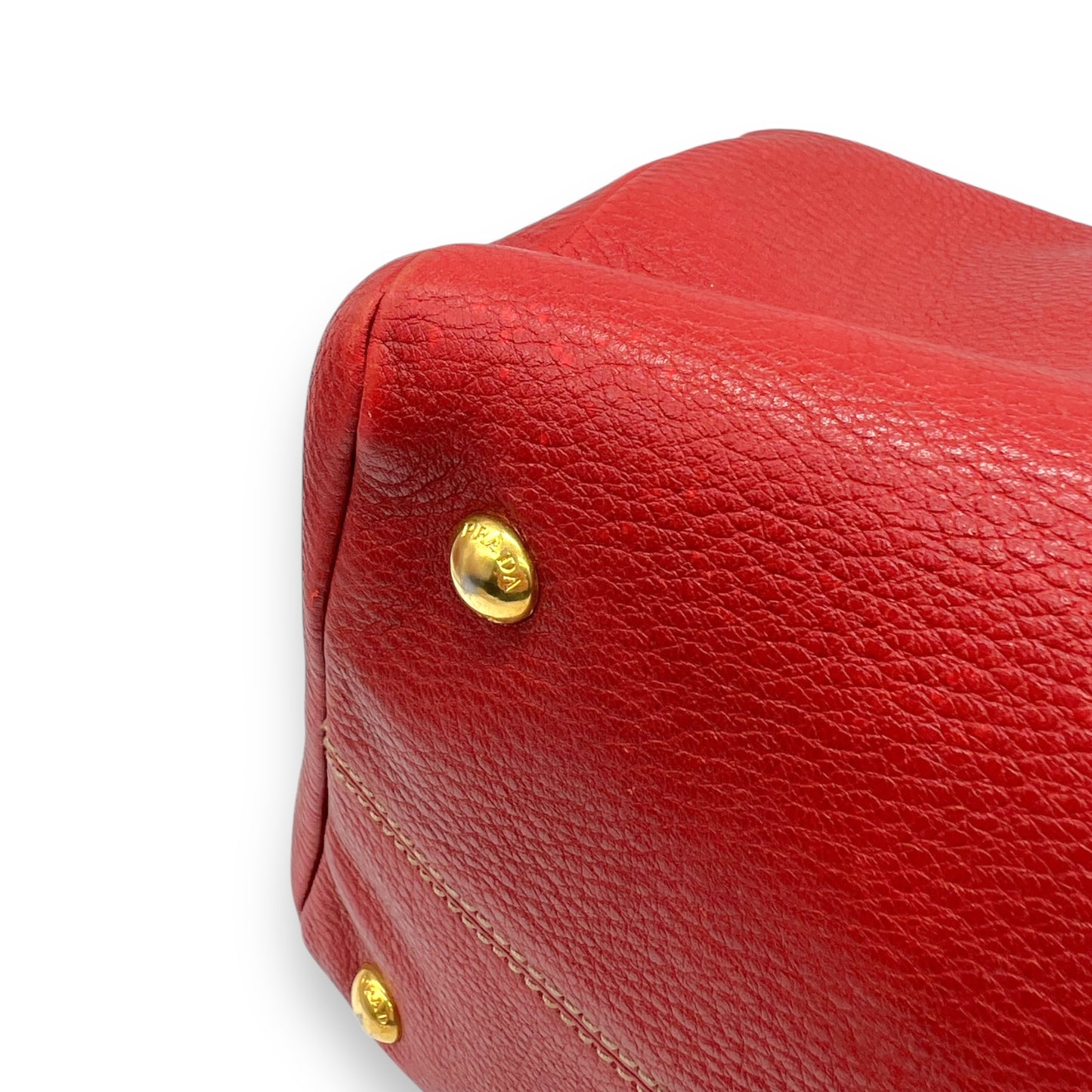 Prada Vitello Daino Top Handle Shoulder Bag Rosso