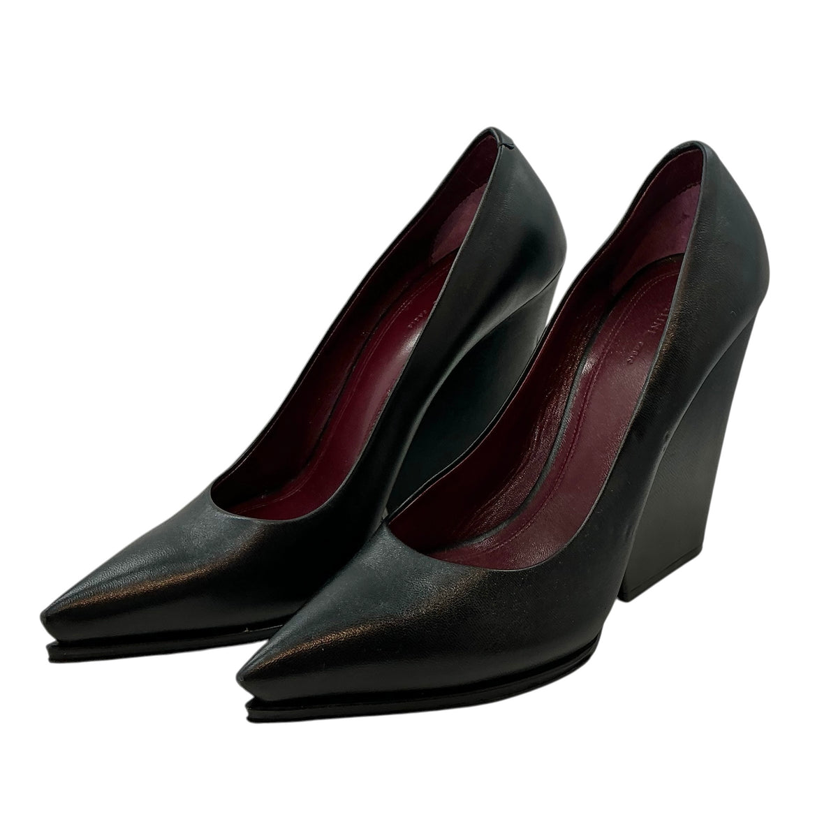 Celine Phoebe Philo AW 2012 Black Leather Pointed Wedge Pumps