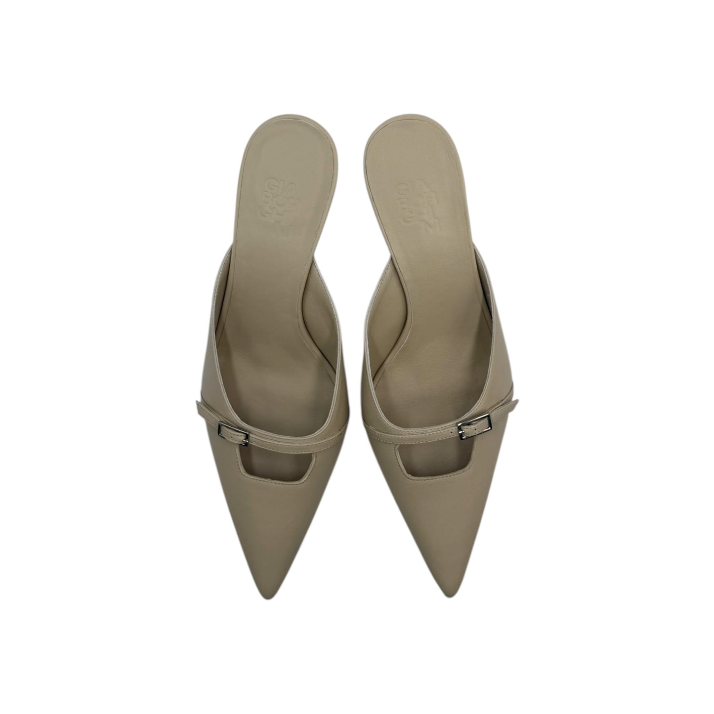 GiaBorghini Beige Buckle Mules