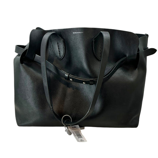 Burberry Black Soft Calfskin Leather Belted Shoulder Bag / Tote