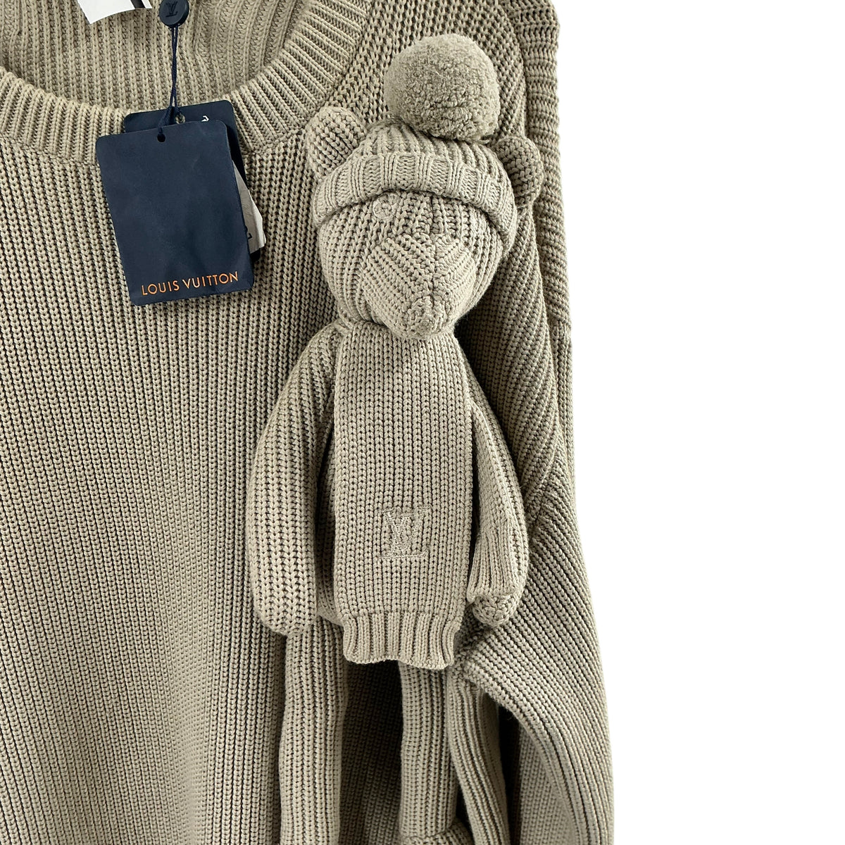 Louis Vuitton x Virgil Abloh Stitched Teddy Bear Knit Sweater - Tan/Beige