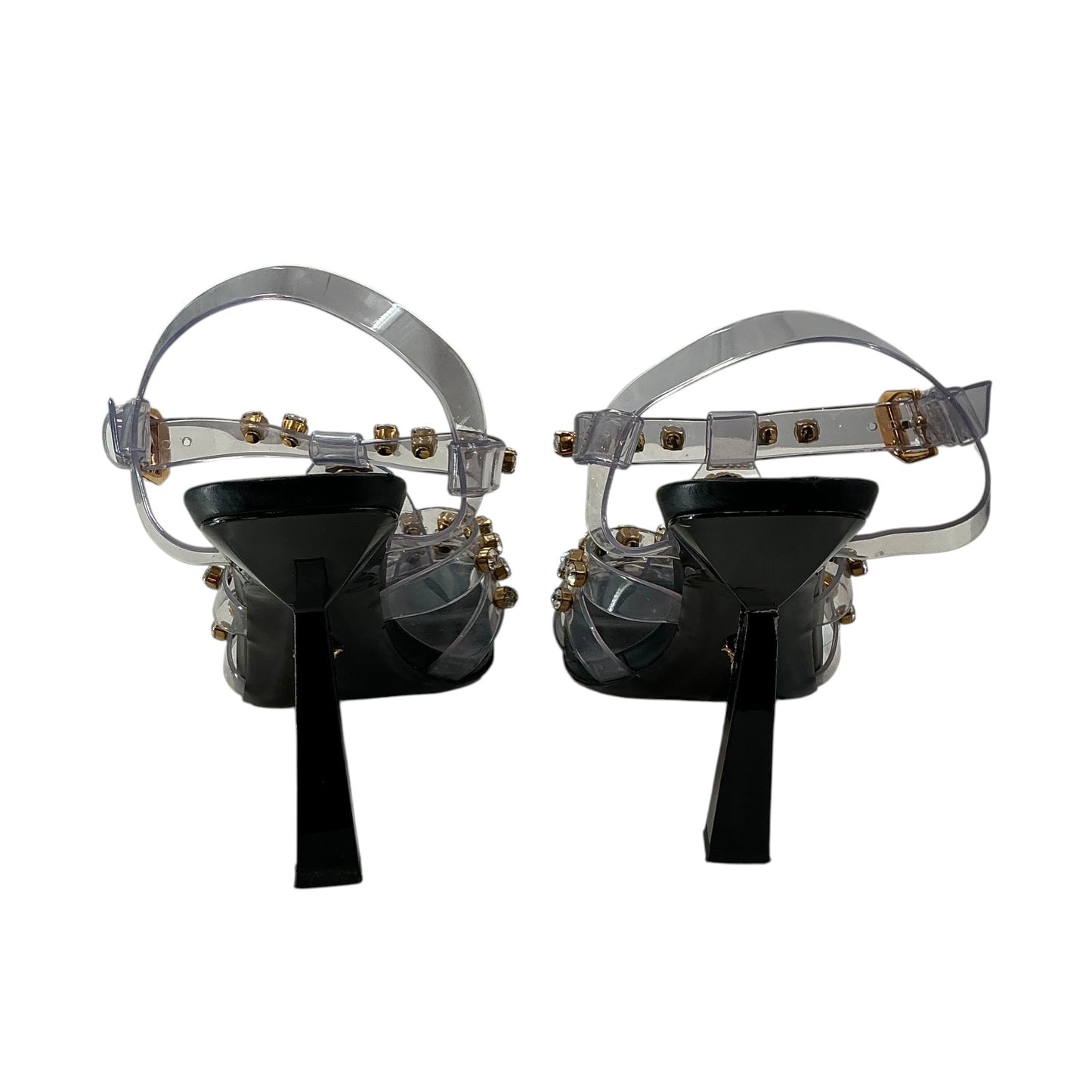 Versace Medusa Embellished Crystal Clear Onix Caged Sandals