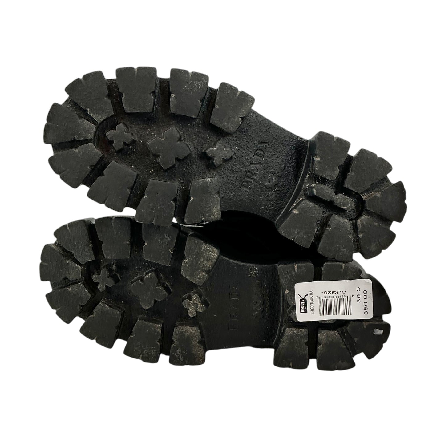 Prada Black Monolith Brushed Leather and Re-Nylon Combat Boots