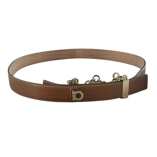 Ferragamo Double Gancini Fixed Leather Belt