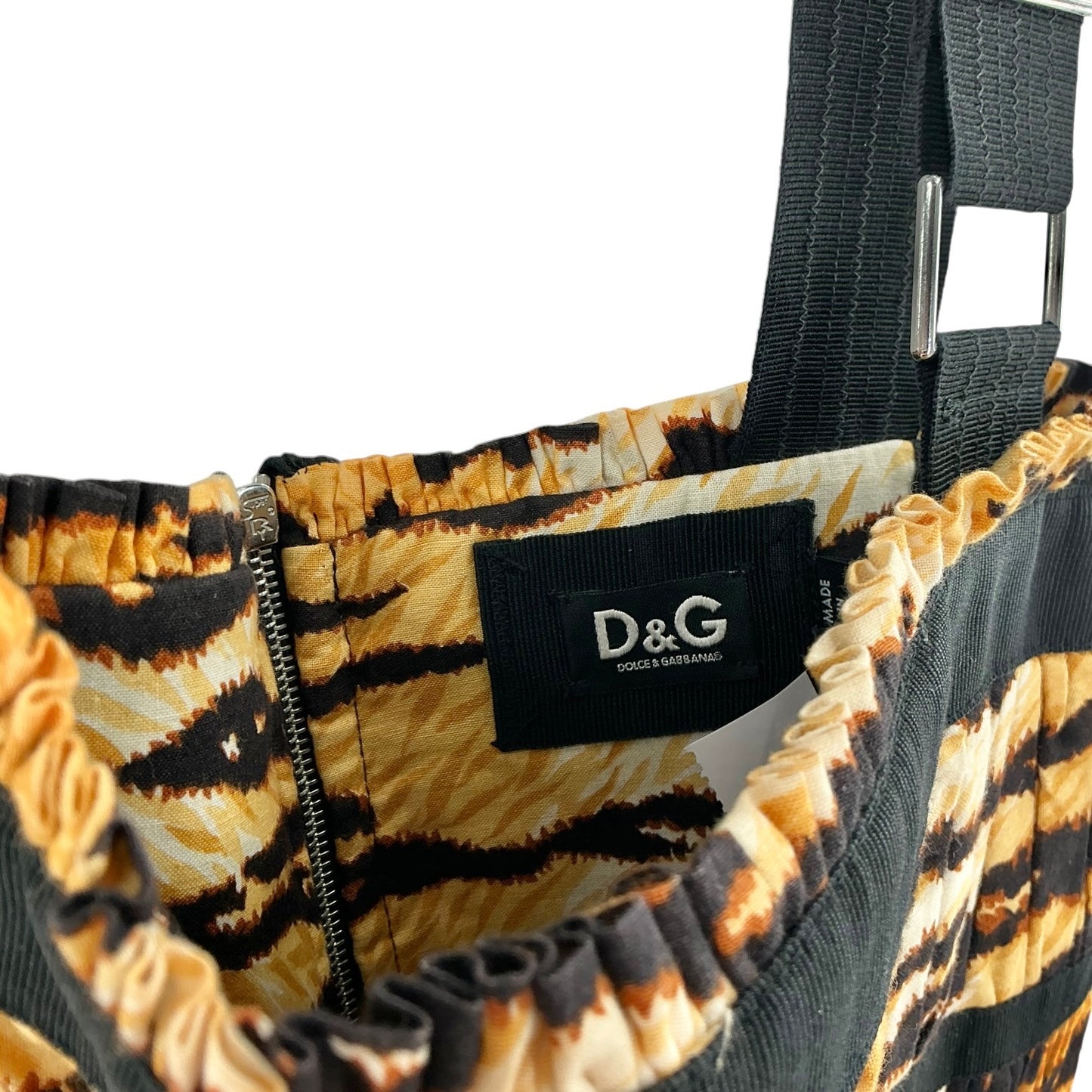 D&G Dolce & Gabbana Tiger Print Cotton Corset Dress