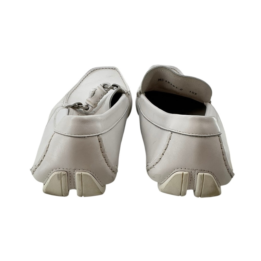 Salvatore Ferragamo White Leather Parigi Gancini Loafers