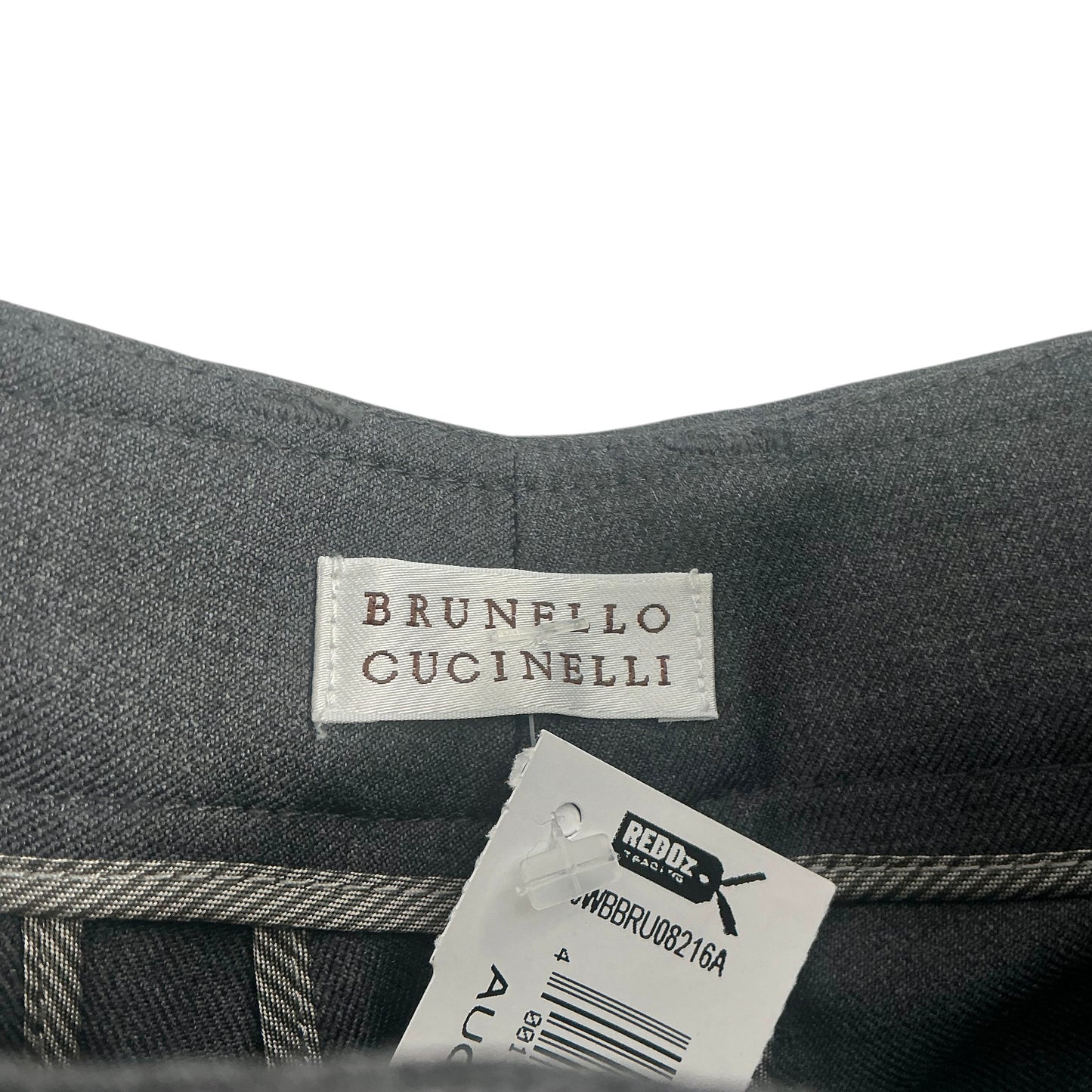 Brunello Cucinelli Charcoal Grey/ Black Front-Seam Slim Trousers