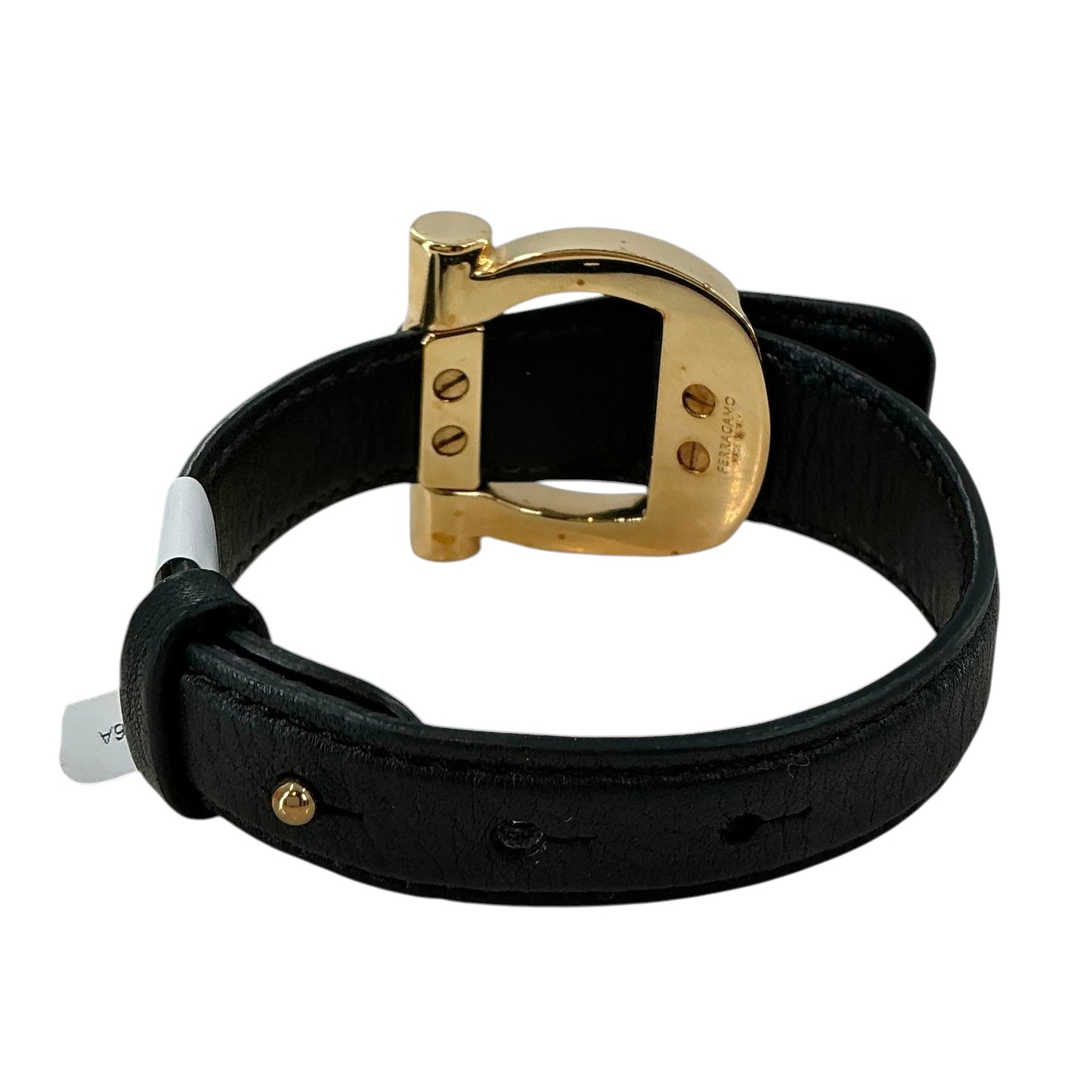 Ferragamo Black Gancini Leather Bracelet
