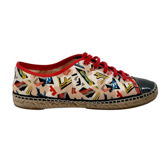 Fendi Junia Multicolor Canvas Patent Leather Espadrille Sneakers
