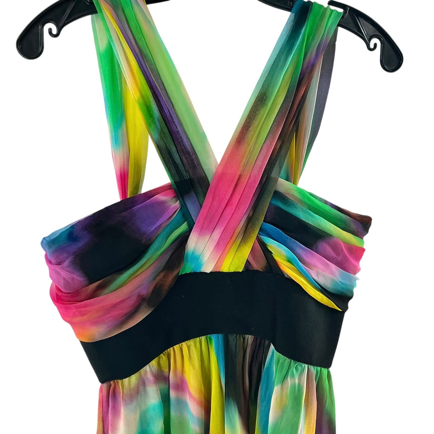 Dolce & Gabbana Rainbow Tie-Dye Silk Chiffon Mini Dress