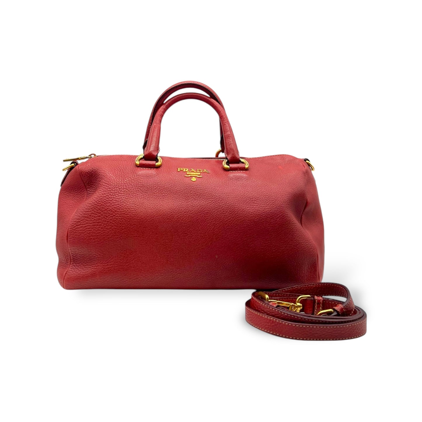 Prada Vitello Daino Top Handle Shoulder Bag Rosso