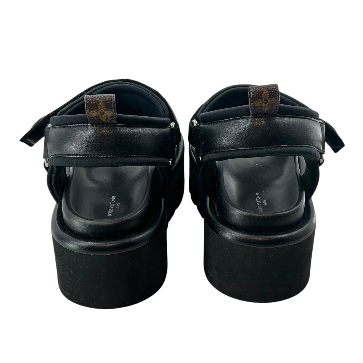 Louis Vuitton Black Leather Pool Pillow Platform Comfort Sandals