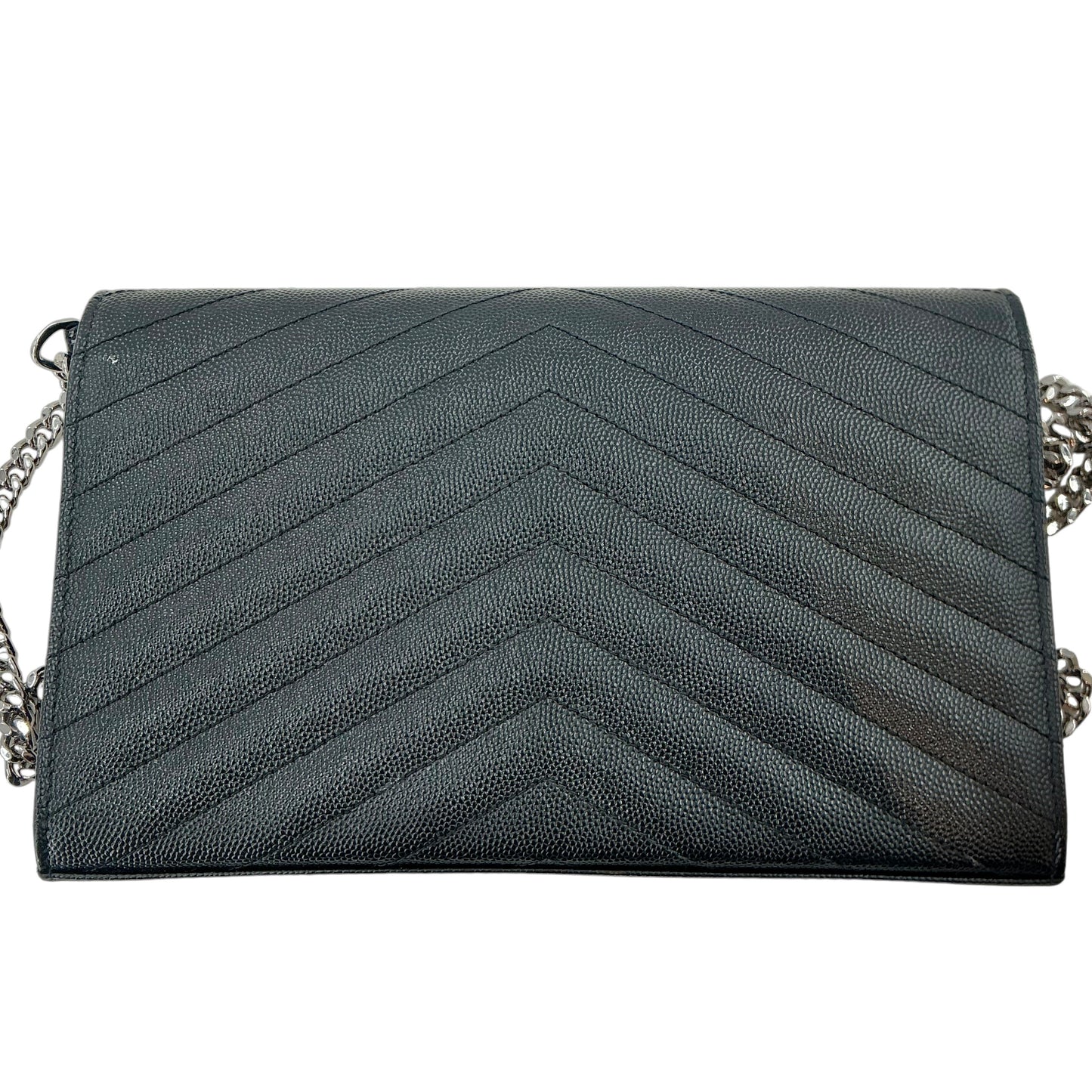 Saint Laurent Cassandre Matelassé Envelope Chain Wallet in Grain de Poudre Leather
