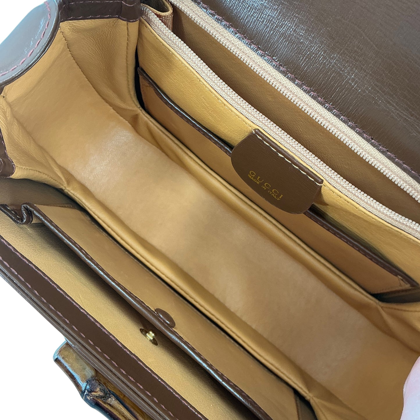 Gucci Vintage Bamboo 1947 Medium Brown Leather Top-Handle Bag