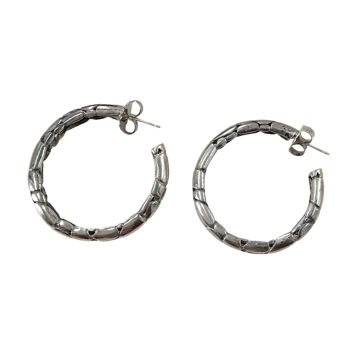 John Hardy Kali Pebble Hoop Earrings 925 Sterling Silver