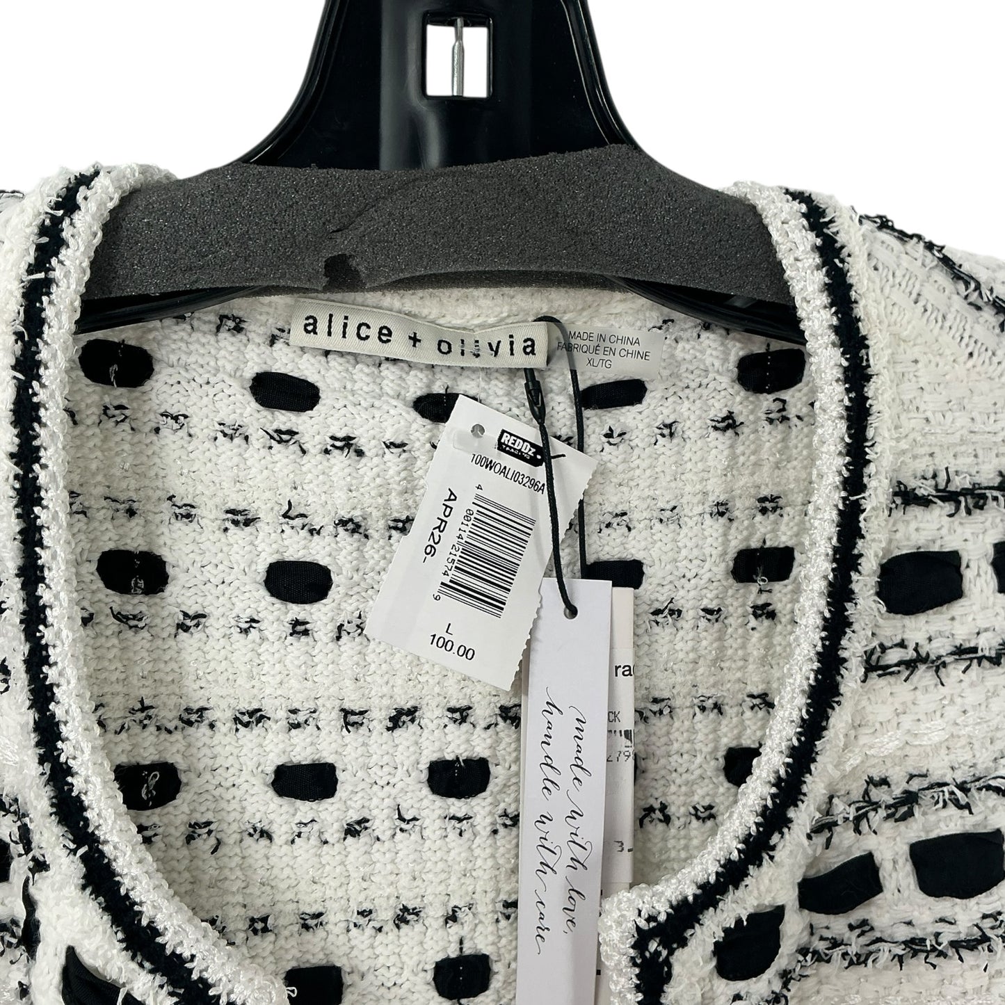 Alice + Olivia Marjorie Textured Tweed Stitch Cardigan Jacket