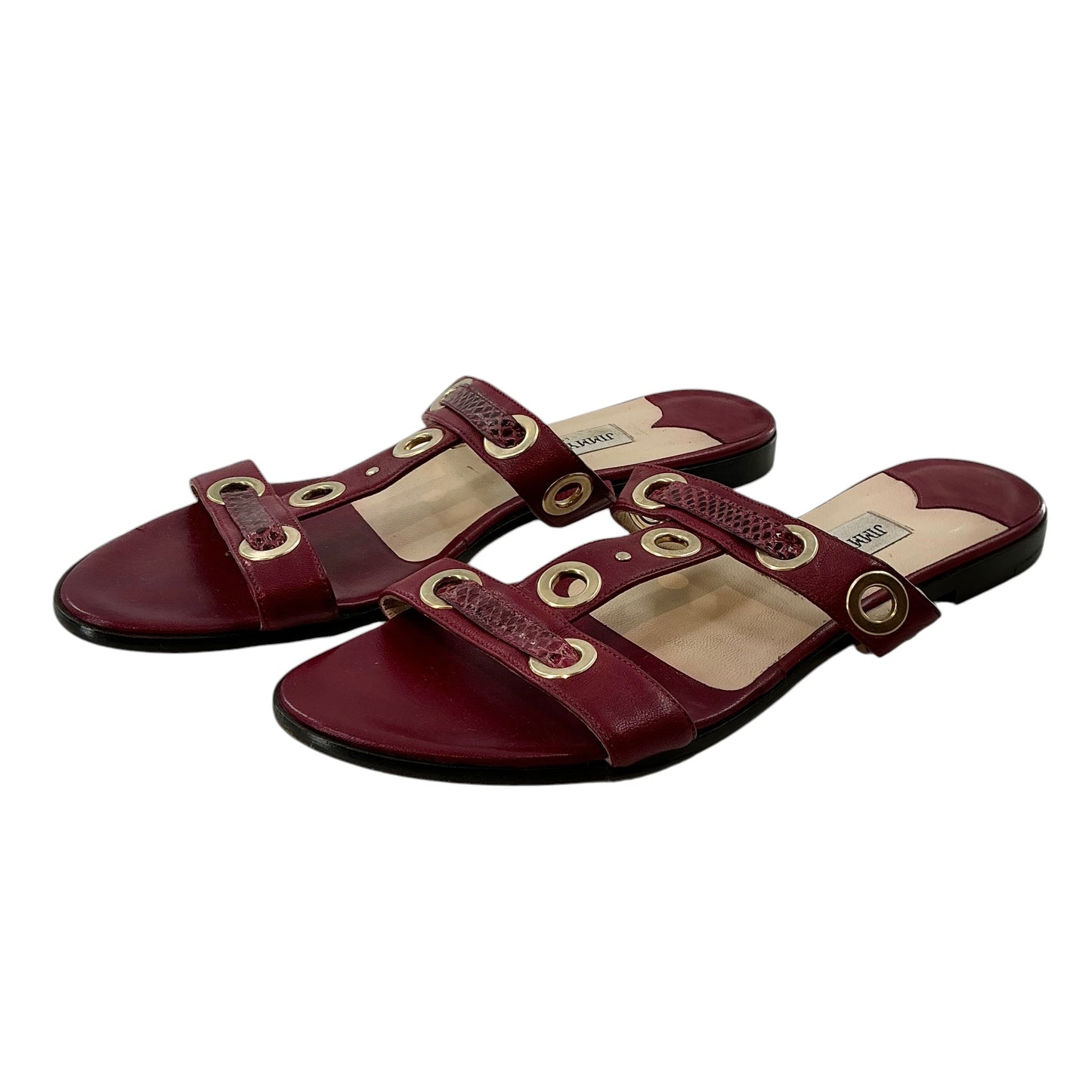 Jimmy Choo Rare Burgundy Watersnake KAT Flat Sandals