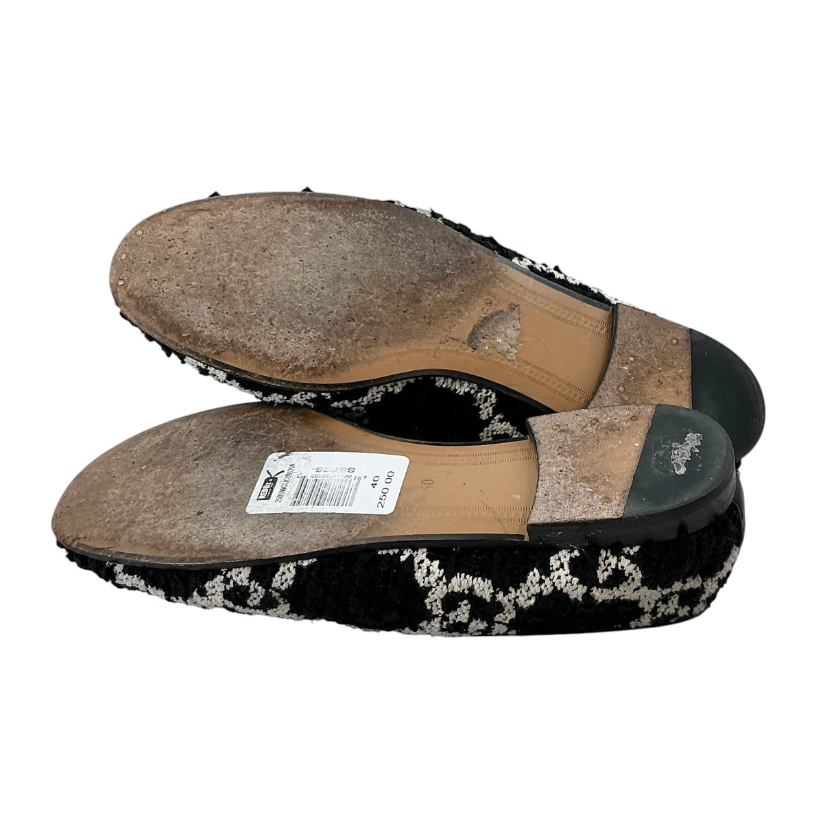 Gucci Black & White GG Tweed Jordaan Horsebit Loafers