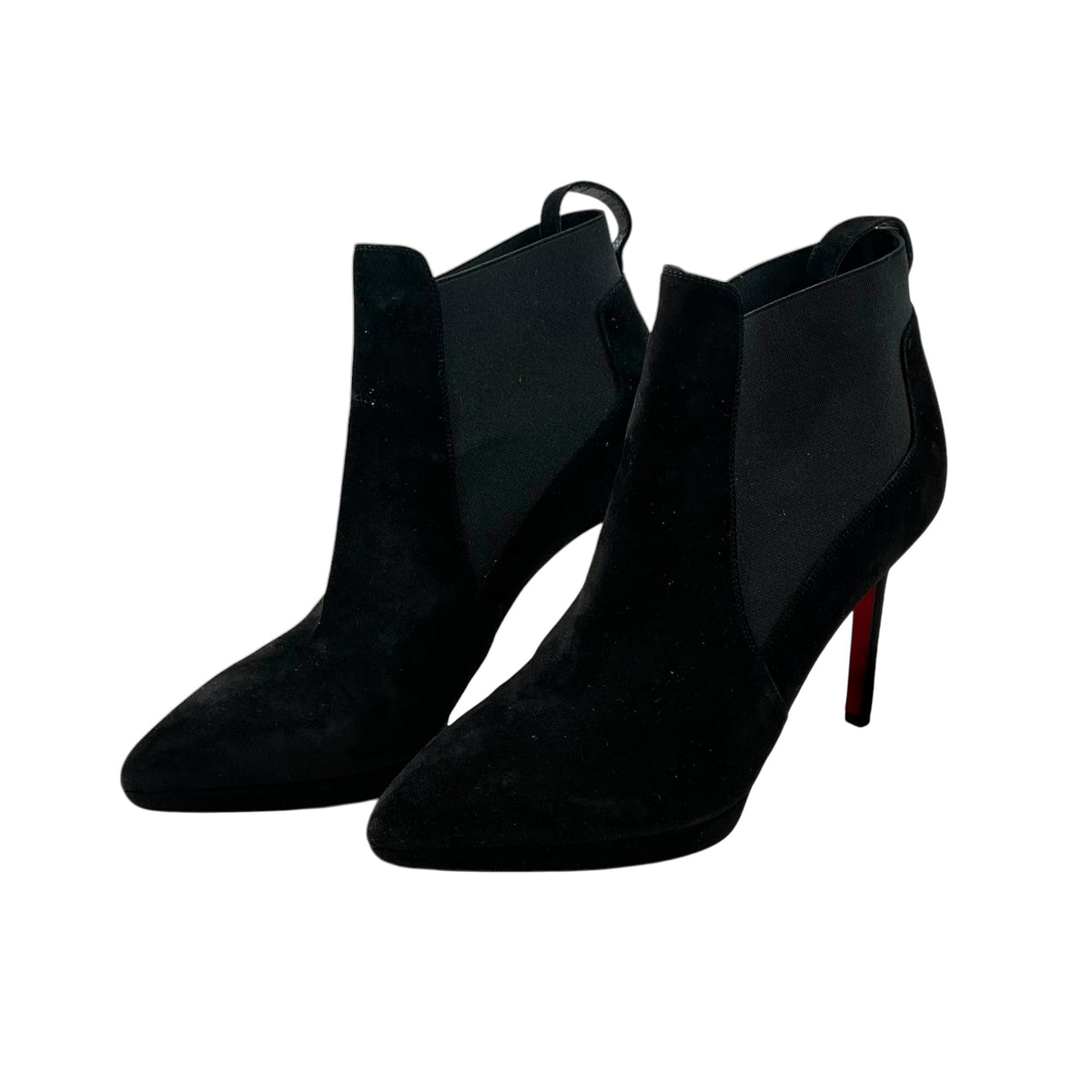 Christian Louboutin Crochinetta Black Suede Chelsea Ankle Booties