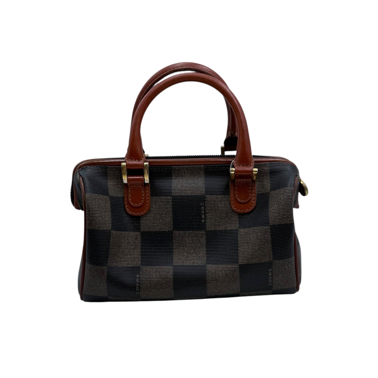 Fendi Pequin Convertible Boston Bag