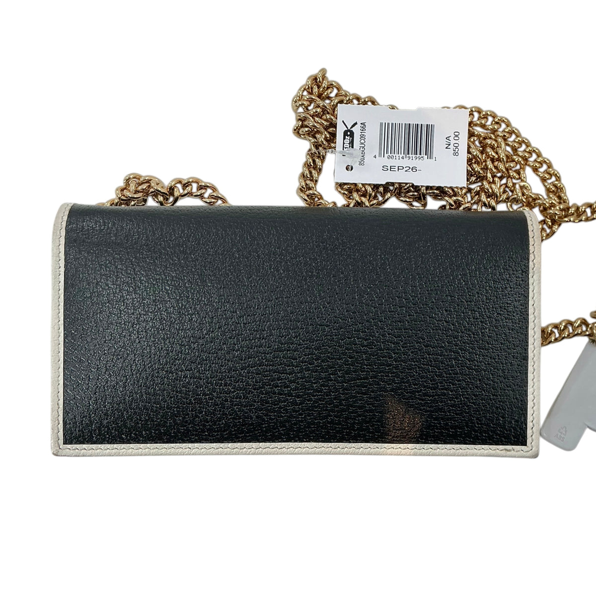 Gucci x Adidas Wallet on Chain (WOC) – Black/Off-White Textured Leather Crossbody Clutch