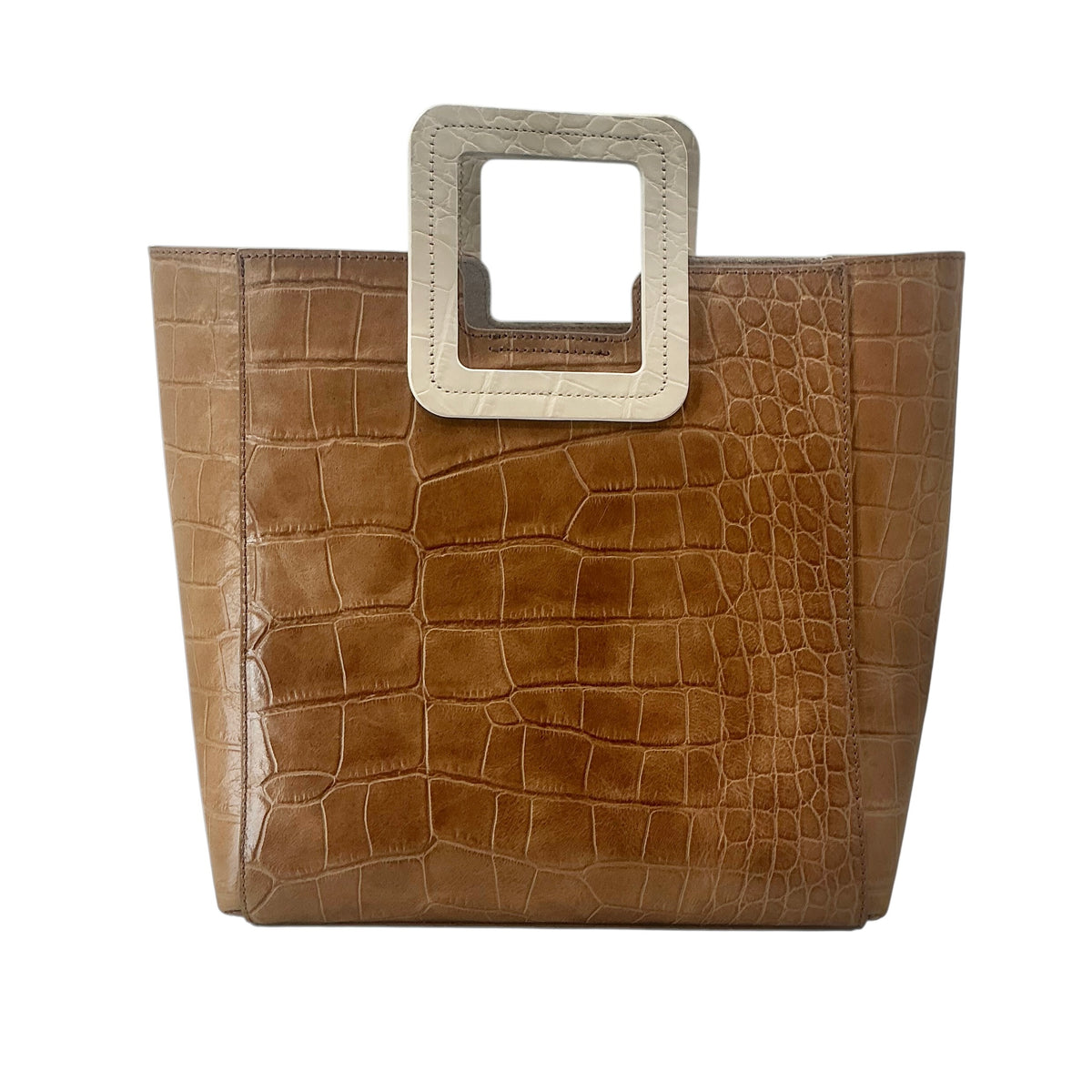 STAUD Shirley Croc-Embossed Leather Tote Bag