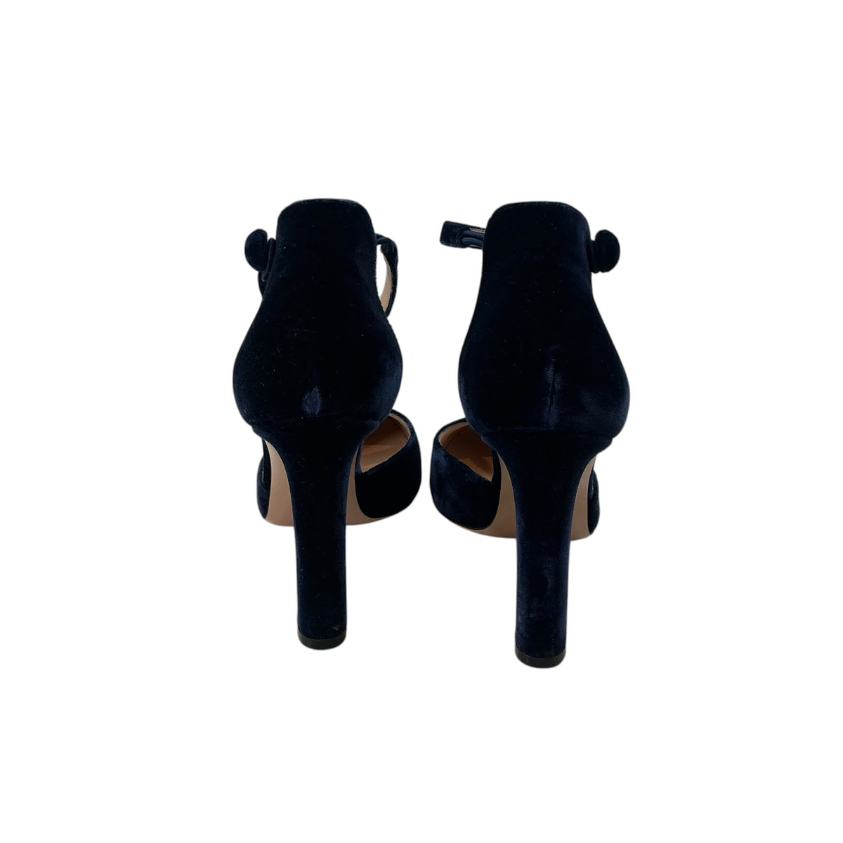 Gianvito Rossi Greta Velvet Ankle Strap Block Heel Pumps