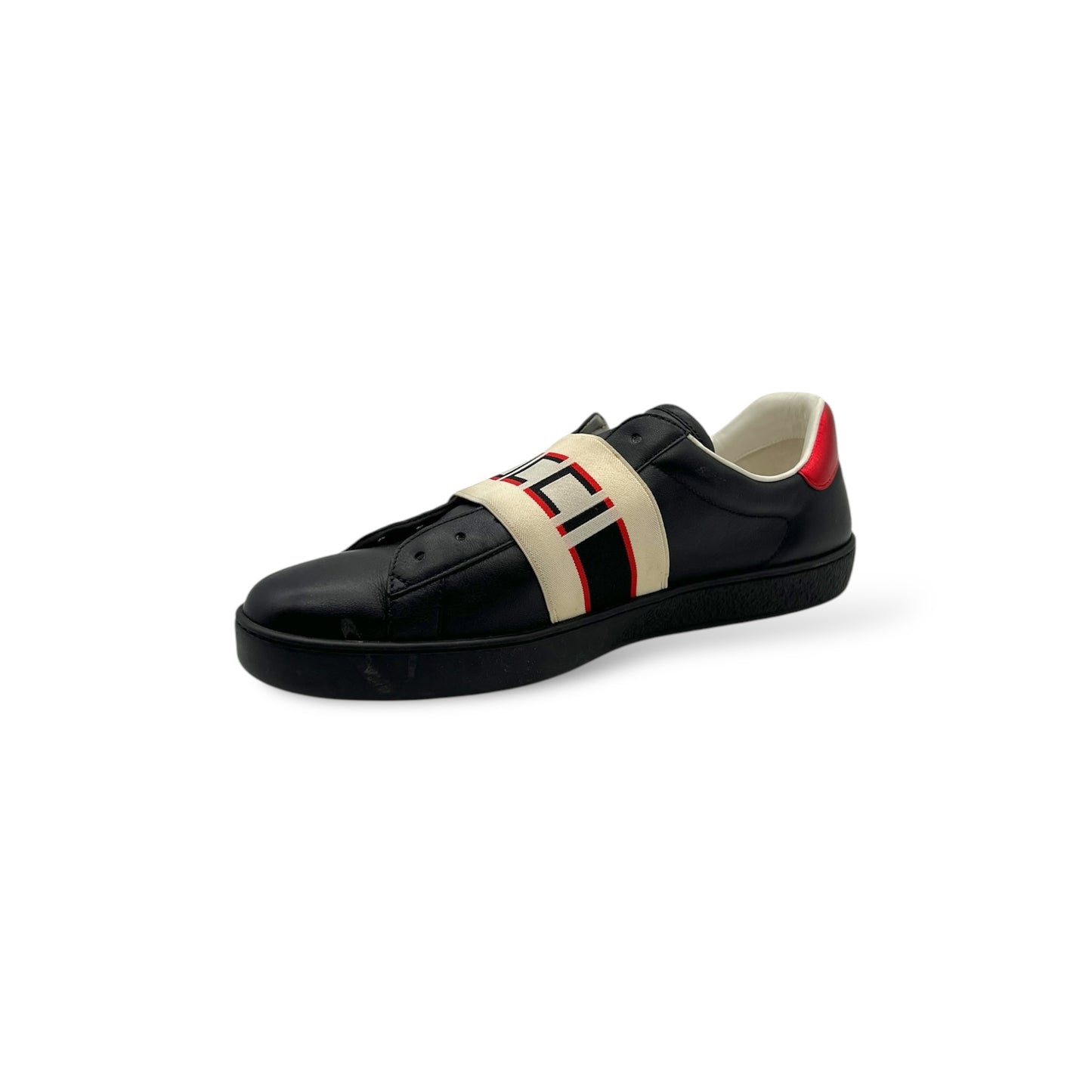 Gucci Men's Black Ace Calf-skin Leather Casual Sneakers