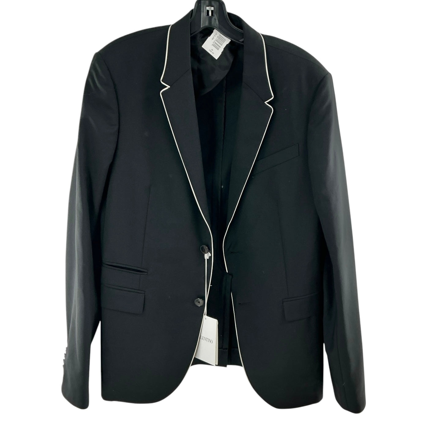 Valentino Single-Breasted Contrast Piping Blazer