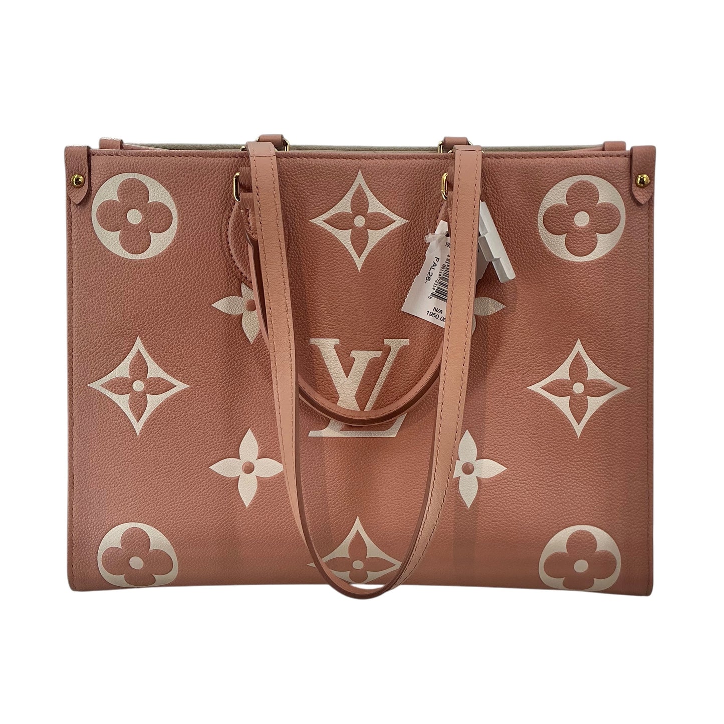 Louis Vuitton Monogram Empreinte Giant OnTheGo MM Rose Trianon Crème Tote Bag