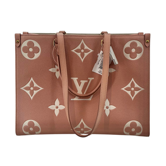 Louis Vuitton Monogram Empreinte Giant OnTheGo MM Rose Trianon Crème Tote Bag