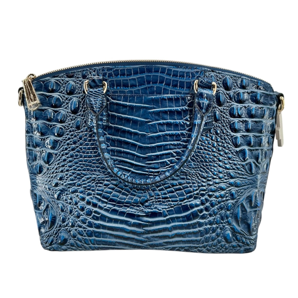 Brahmin Large Duxbury Satchel Blue Croc Embossed Leather Shoulder Bag