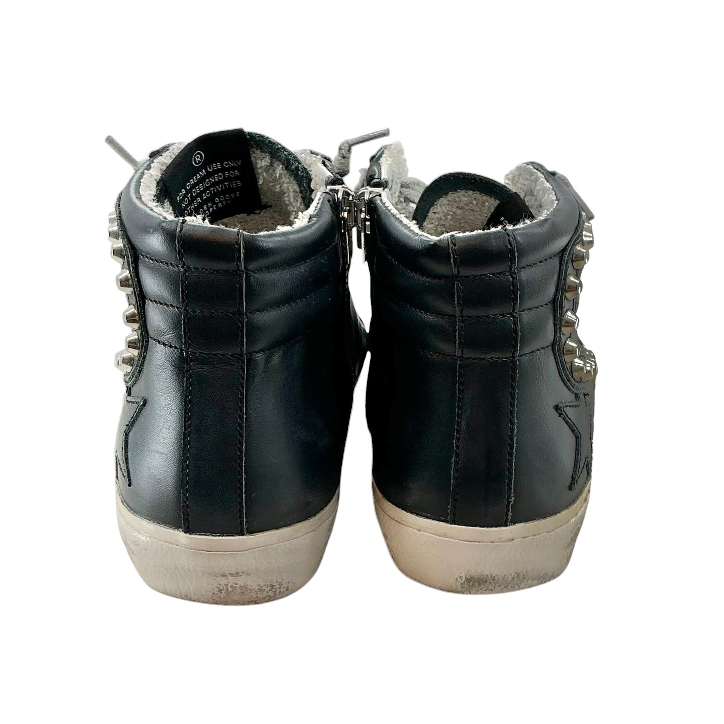 Golden Goose Black Leather Studded Slide High Top Sneakers