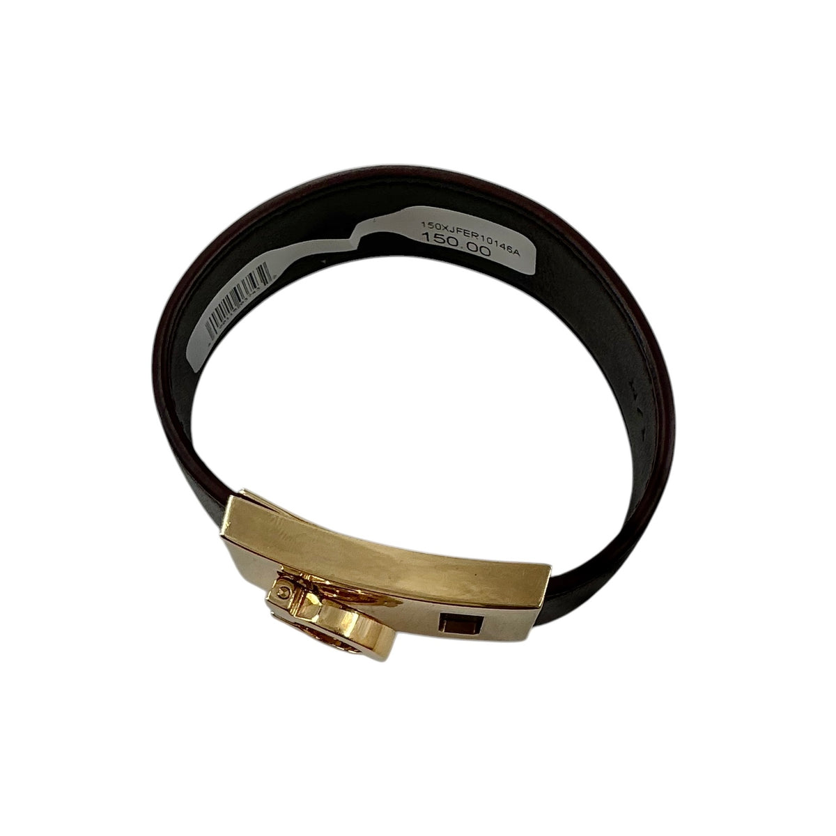 Ferragamo Gancini Wide Dark Burgundy Leather Buckle Cuff Bracelet