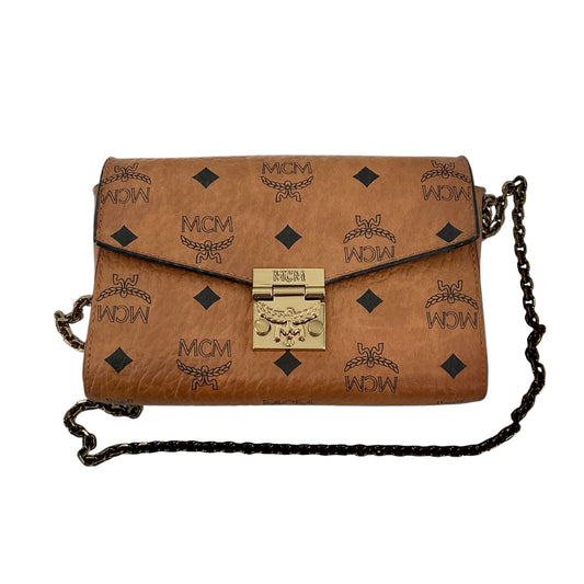 MCM Cognac Visetos Monogram Millie / Tracy Wallet on Chain Crossbody Bag