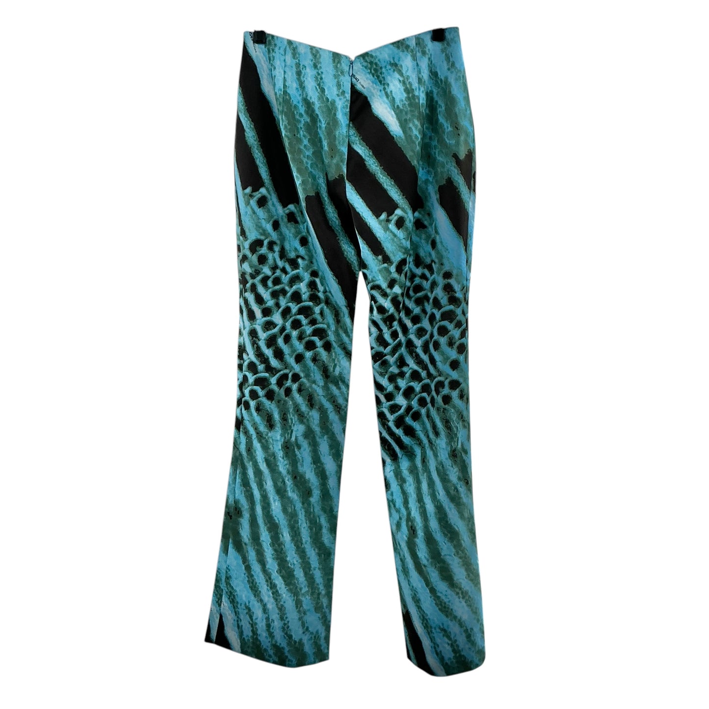 Versace Teal & Black Graphic Print Flared Trousers