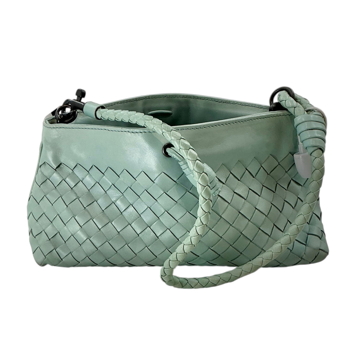 Bottega Veneta Nappa Intrecciato Mini Shoulder Bag in Sauge / Sage Green