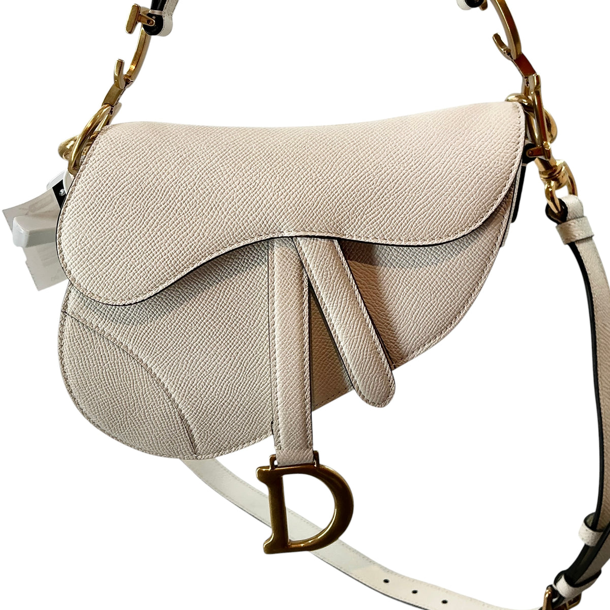 Christian Dior Small Saddle Bag with Strap – Latte Grained Calfskin with Antique Gold Hardware
