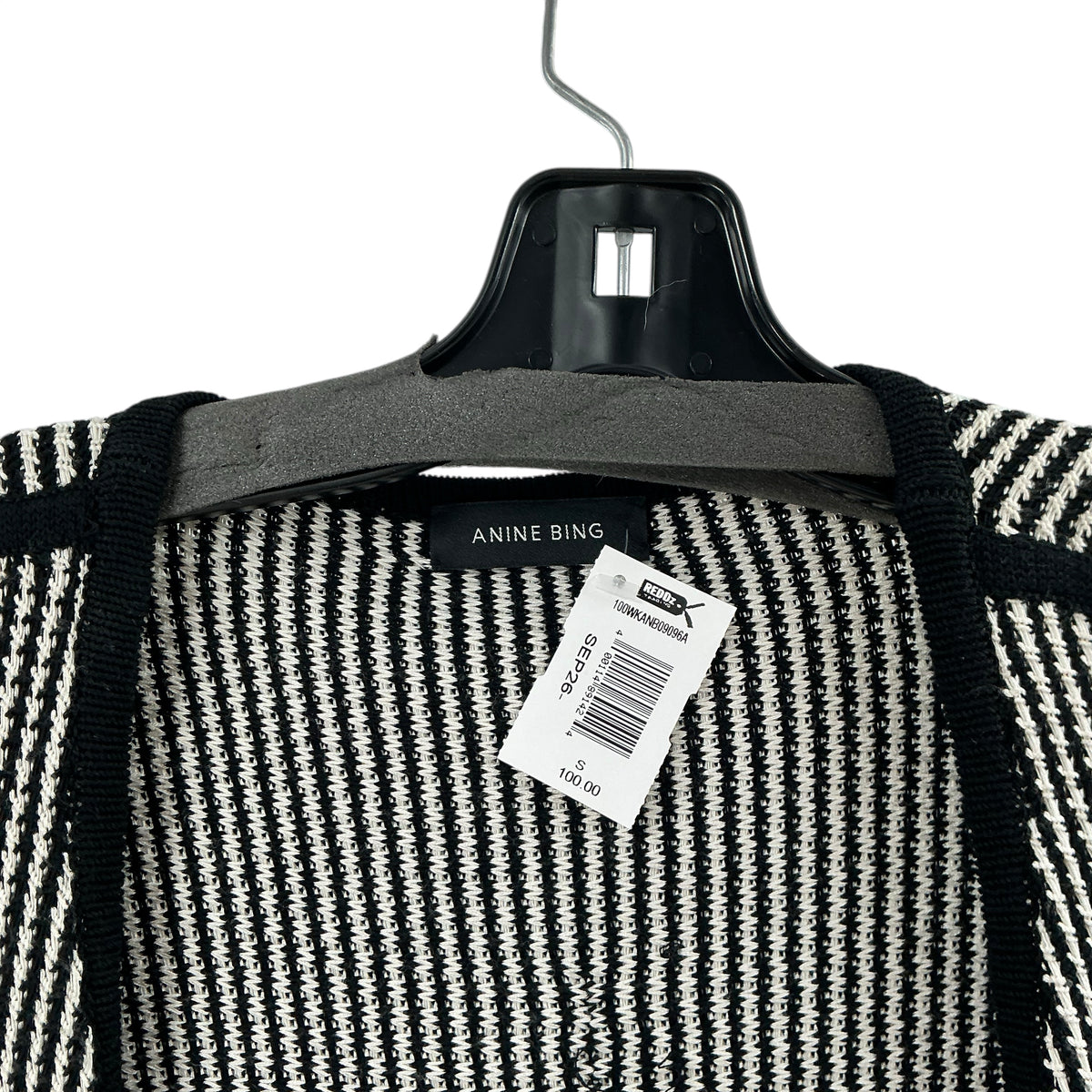 ANINE BING Dave Cardigan in Black & White Stripe