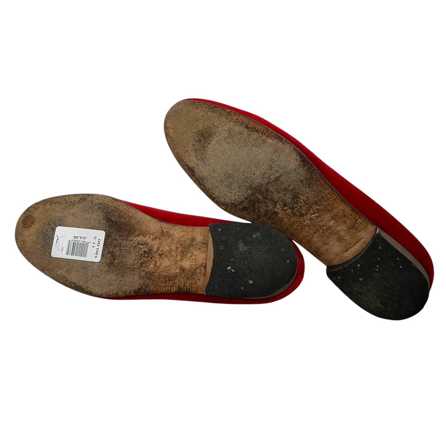 Del Toro Men's Red Velvet Skull & Bone Smoking Slipper Loafers