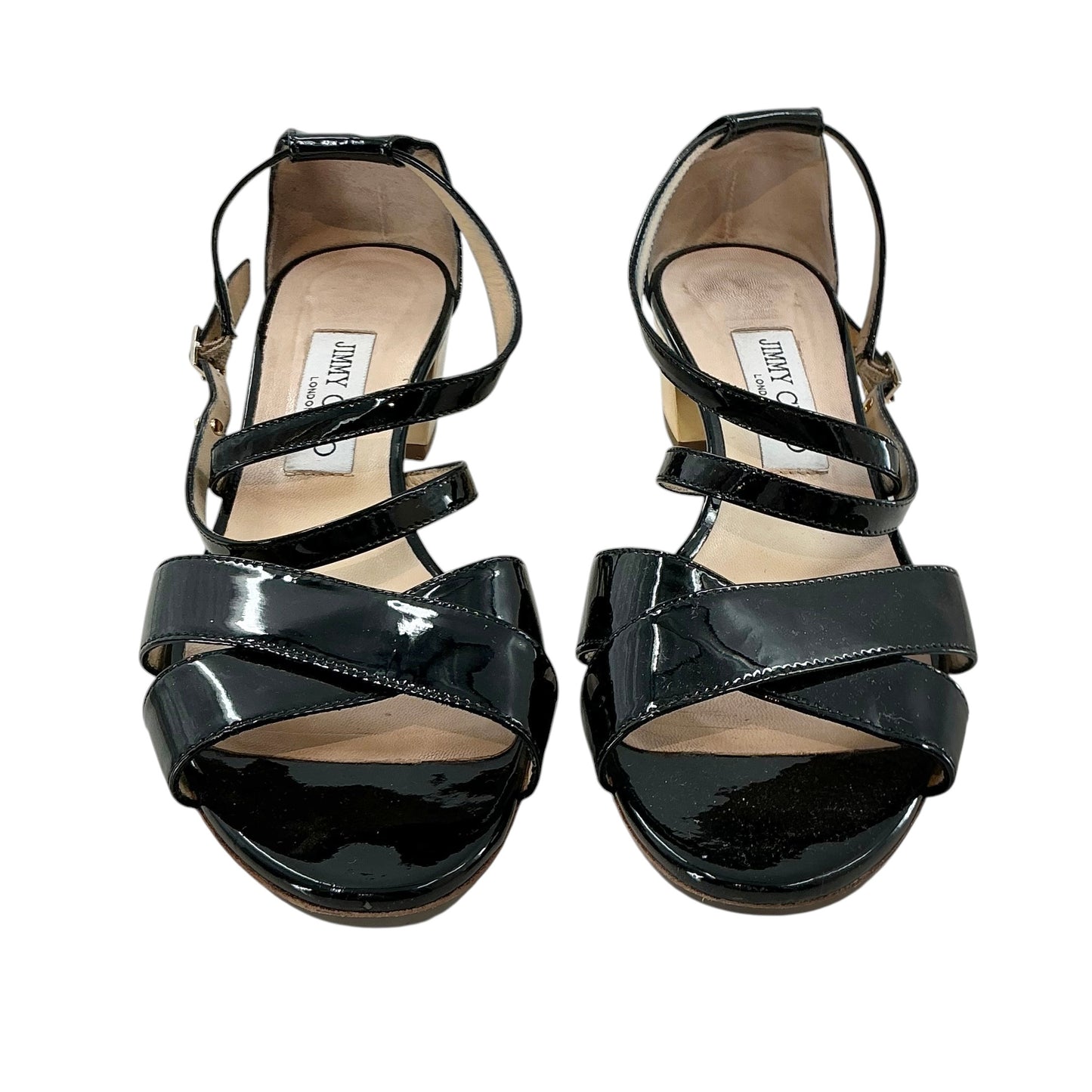 Jimmy Choo Merit Black Patent Leather Low-Heel Sandals