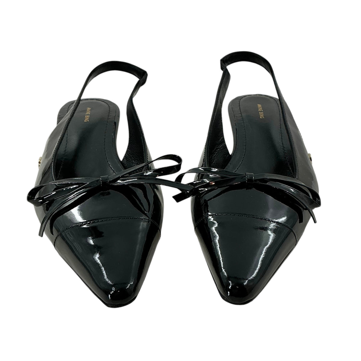Anine Bing Zoey Patent Leather Slingback Kitten Heels