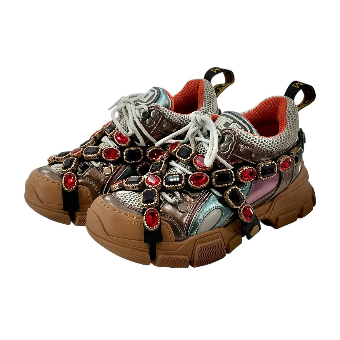Gucci Flashtrek Metallic Leather & Mesh Sneakers