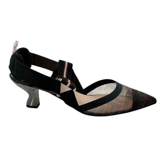 Fendi Colibri Tech Mesh Zucca FF Slingback Pumps