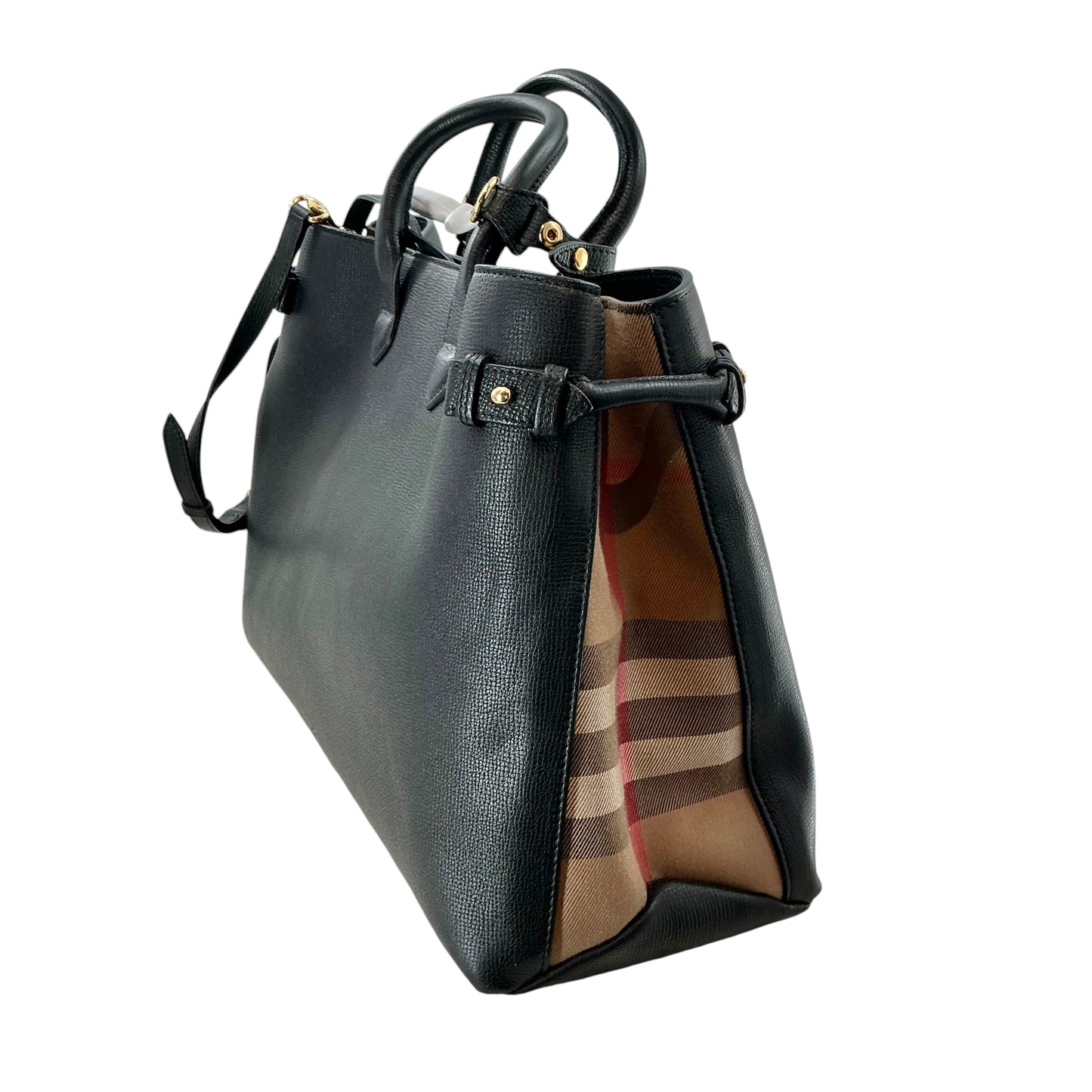 Burberry Grainy Leather House Check Banner Tote (Large)