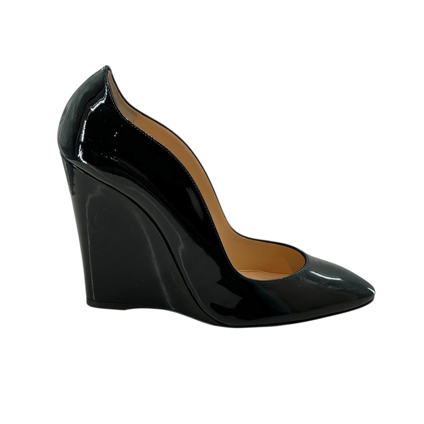 Christian Louboutin Ron Ron Zeppa Black Patent Leather Wedge Pumps